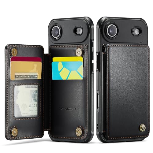 Vinich for iPhone 17 Air Wallet Case with Card Holder RFID Blocking Credit Slots Kickstand Shockproof Phone Cover Fit for iPhone 17 Air 6.5 Black