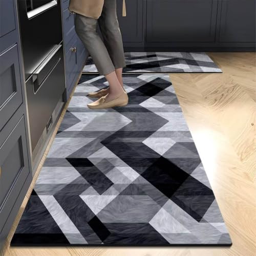 Image of MAXOSHINE Kitchen Mats for Floor Anti Slip Waterproof Feet Comfort Kitchen Runner Floor Mat Standing Desk Mat Floor Mats for Kitchen (120 * 40cm, 60 * 40cm) Set of 2