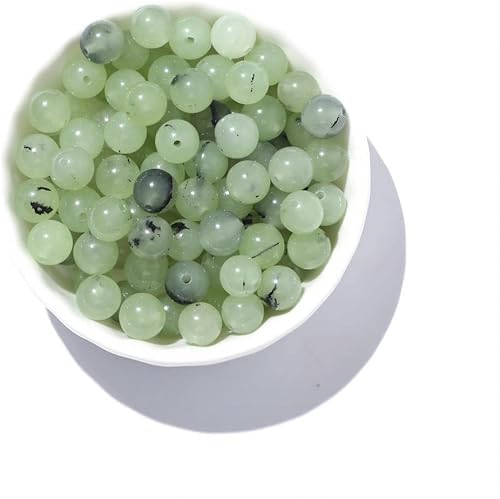 Miniatura 2 de 100 cuentas de piedra natural Prehnite de 0.236 pulgadas (0.236 in) con piedras preciosas redondas espaciadoras sueltas para hacer joyas, pulseras y