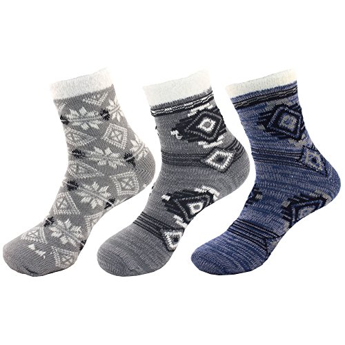 Image of BambooMN Women's Thick Vintage Pattern Cabin Crew Socks