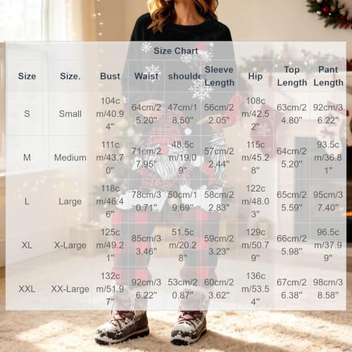 YNCSZEC Womens Christmas Pajama Sets Flannel Long Sleeve Crewneck Printed Lounge Set Warm Fleece 2 Piece Sleepwear Black christmas clothes women M - image 4