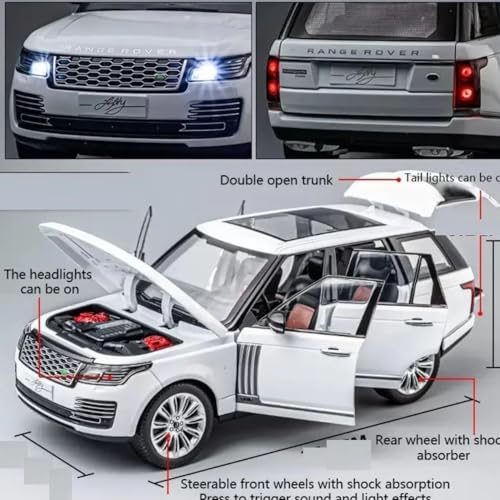 Image of Range Rover SUV Car 1:32 Scale Model Car Exclusive Alloy Metal Pull Back Die-cast Metal Pullback Toy car with Openable Doors & Light Music Best Gifts Toys Kids【Colors as Per Stock】