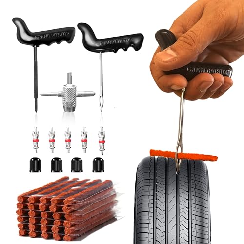Image of GRAND PITSTOP Universal Tyre Puncture Repair Kit (Pack of 30 pcs), Heavy Duty Car Emergency Tool Kit for Flat Tire Tubeless Tire Plug Kit for Autos, Cars, Motorcycles, Trucks, RVs, etc.