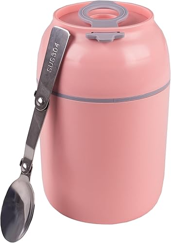 Miniatura 1 de Recipiente aislado para comida caliente con cuchara plegable, lonchera Bento de acero inoxidable al vacío de 16 onzas para adultos, tarros térmicos