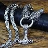 Men Thor's Hammer Viking Necklace, Silver Stainless Steel Nordic Mythology Mjolnir Amulet Pendant Jewelry, Multiple Style Animal Head Square King Chain,Claw Head,70 cm #1