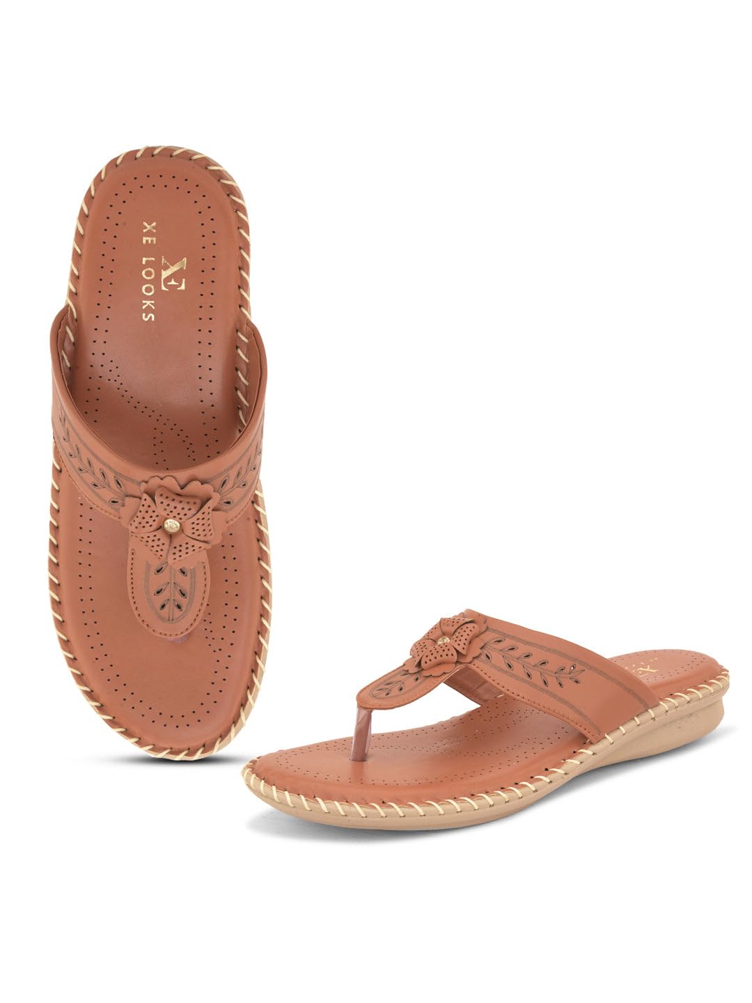 xe looks Flat Slippers with Geometric Beaded Embellishments for Women UK 9-picture-33