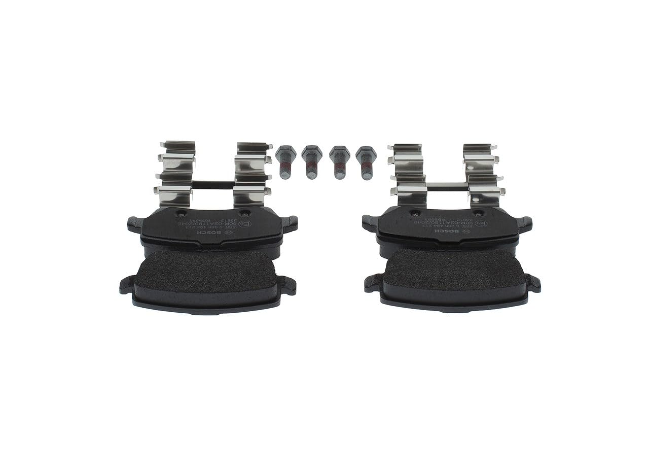 Bosch BP1149 - Pastiglie Freni Auto, Trasero - Calidad Bosch - Reducción de Ruido y Polvo - Certificación ECE-R90 - Sin Cobre - 1 Juego de 4 Pastillas - Con Accesorios