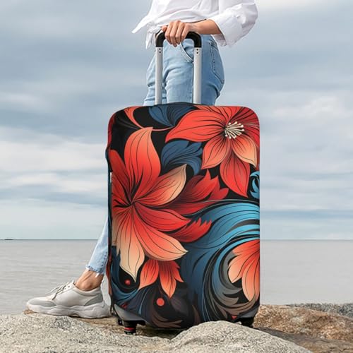 Luggage Cover Travel Suitcase Cover Elastic Suitcase Protector Cover Red floral pattern Luggages Protector Anti-Scratch Luggages Decorative Cover for Adult (18-32 inch) 7