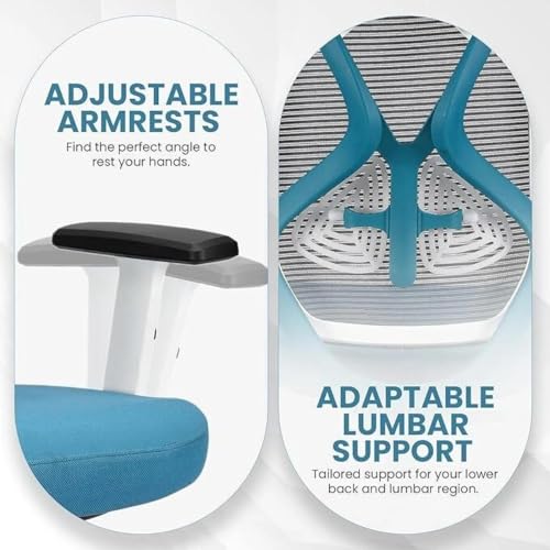 Image of IAFA FURNITURE Ergolux High Back Ergonomic Office & Study Chair | 3 Year Warranty | Adjustable Height, Tilt Lock, 2D Headrest, Adjustable Arms & Lumbar Support | Heavy Duty Metal Base | DIY | (Teal)