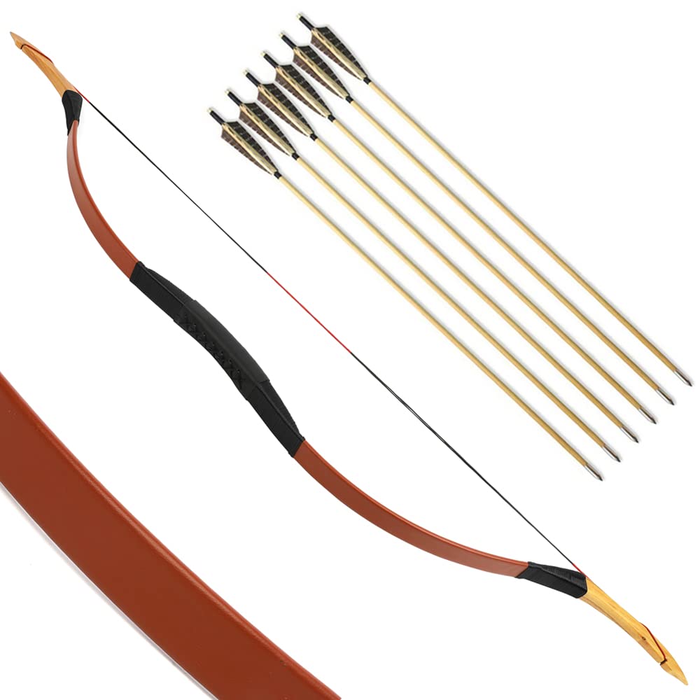 SHARROW Archery Traditional Bow Recurve Bow and Arrows Set Handmade Longbow Wooden Mongolian Horsebow Hunting Bow 20-50lbs for Adult Shooting Practice (20lbs, Type 9)