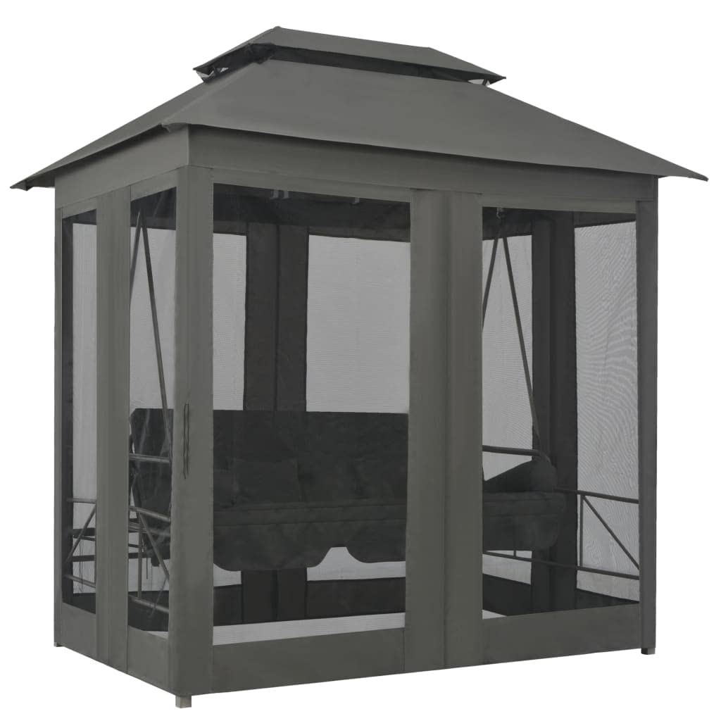 Générique Balancelle Convertible à auvent Anthracite 220x160x240 cm Acier,Vie en extérieur,Balancelles de Jardin,45073