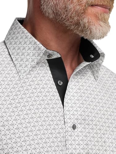 Paul Fredrick Men's Tailored Fit Comfort Stretch Non-Iron Geometric Dress Shirt3