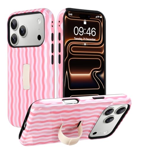Coque rigide iPhone 17 Pro Max design ondulé brillant support antichoc