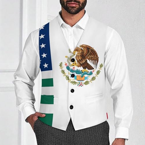 United States Mexico Friendship Flag Novelty Men's Suit Vest Casual Formal Dress Vests Business Waistcoat2