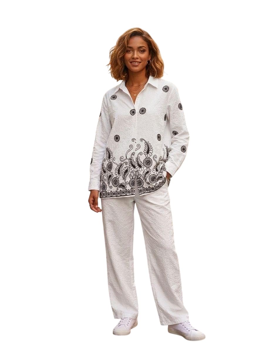 Elegant Women’s White Co-Ord Set with Relaxed Fit Shirt and Wide-Leg Pants, Perfect for Casual Chic Styling, Travel Looks, and Everyday Comfort Wear-image-42