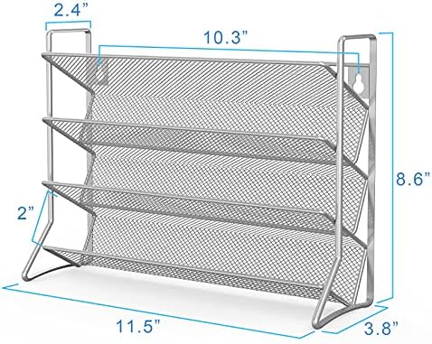 3-Tier Spice Rack Free Standing, Counter Spice Organiser, Metal Seasoning Bottle Organizer for Kitchen, Countertop, Cupboard, Pantry - 2Pcs , Silver