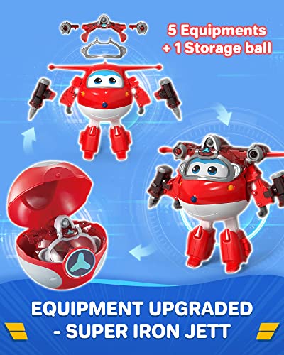 Super Wings Toys,Equipment Upgraded-Super Iron Jett 5" Transformer Toys,Transforming From Toy Jet To Robot Action Figure,Airplane Toy For Kids 3-5 Years Old,Birthday Party Supplies For Kids #TOP1