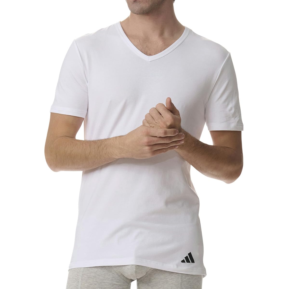 adidas Lot de 4 t-shirts Active Flex Cotton - Col en V - Respirant et à séchage rapide - Coton doux et extensible