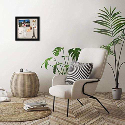Image of Muzilife 8x8 Shadow Box Picture Frame with Linen Board - Deep Wood & Glass Display Case Ready to Hang Perfect to Display Baby & Sports Memorabilia, Pins, Awards, Medals, Tickets and Photos (Black)