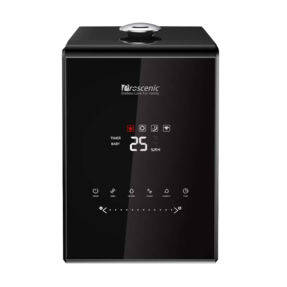 Proscenic 807C Humidifier being controlled by a smartphone app.