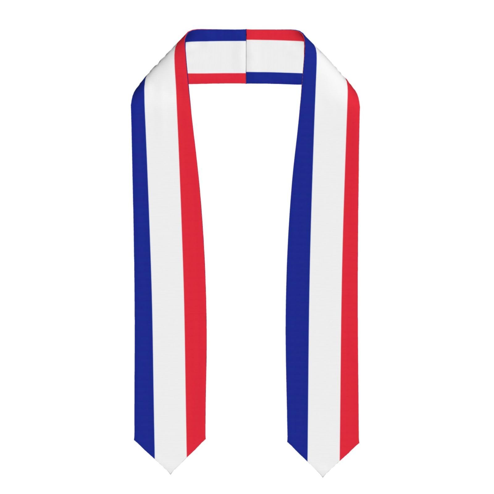 Odddot Men's Flattened French Flag Print 72 Inch Graduation Stole Sash Adult Stole Graduation Honor Satin Stole For Wo