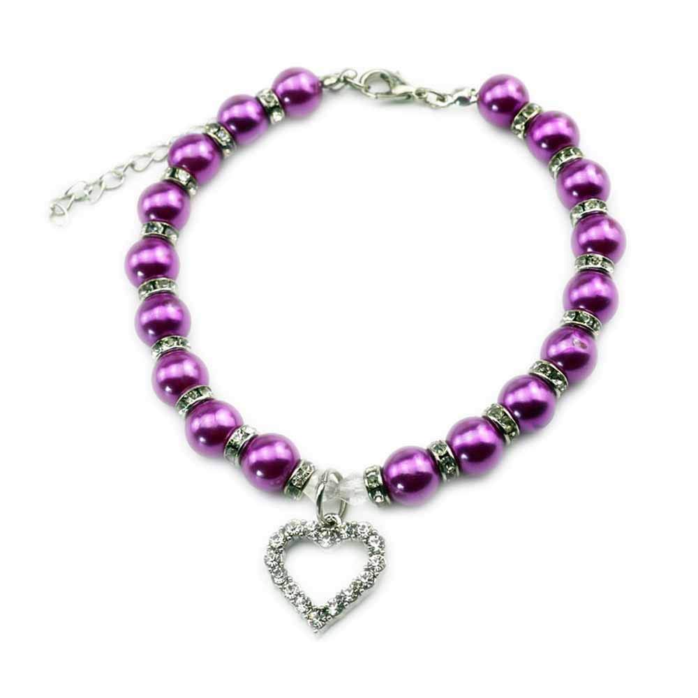 Feiling hondenhalsband kleine honden parel strass huisdier halsketting kattenhalsband verstelbare puppy kettinghalsband Chihuahua Poodle Pomeranine hondenhalsketting, Small, lila