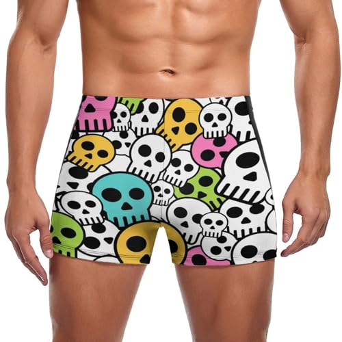 Slip de bain crânes rose et blanc pour homme, confort style boxer