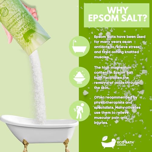 Image of Eco Bath London Uplifting Epsom Salt Bath Soak - Tube 2.2 lb (1 kg), Made in UK, Magnesium Bath Salt with Citrus Essential Oils