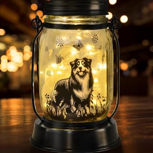 Dog Solar Lanterns Dog Lover Gifts for Women Men Dog Lovers Gifts Hanging Dog Lanterns with Stake for Yard Lawn Garden Decor Waterproof Dog Lights Torches