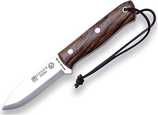 Joker Sport Hunting Knife Nórdico CN115, Brown Leather Sheath, 3.94 inches Blade of SANDVIK 14C28N, Walnut Wood Handle, Tool for Fishing, Hunting, Camping and Hiking - Joker