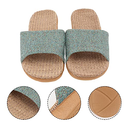 Women Open Toe House Slippers Couple Slippers Lightweight Linen Indoor House Slipper Summer Beach Shoes4