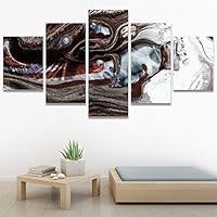 SIGNWIN 5 Panel Canvas Wall Art Modern Art Abstract Contemporary Edgy Mixed Media Multicolor Patterns for Home Decorations Ready to Hang - 60