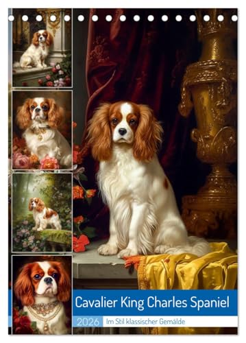 Cavalier King Charles Spaniel (Tischkalender 2026 DIN A5 hoch), CALVENDO Monatskalender: Der Cavalier King Charles Spaniel ist eine kleine Hunderasse, ... Begleithund gezüchtet wurde. (CALVENDO Tiere)