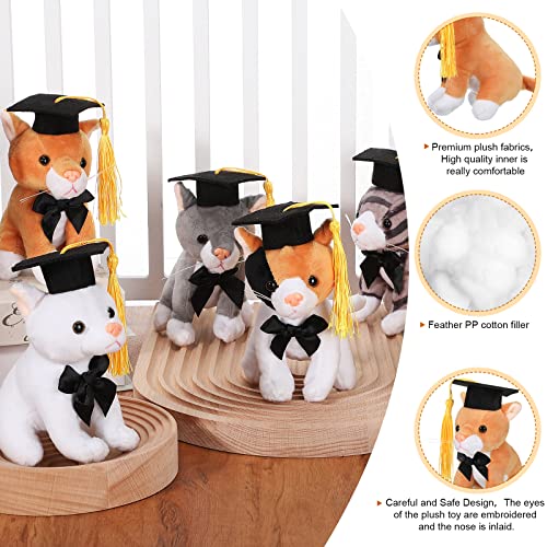 8 Pieces Plush Pets 5 Inch Stuffed Animals Bulk Assorted Cute Stuffed Pet Animal Plush Toys Small Plush Animals For Halloween Kid Classroom School Pet Party Favors Supplies Decoration (Cat In Hat) #TOP2