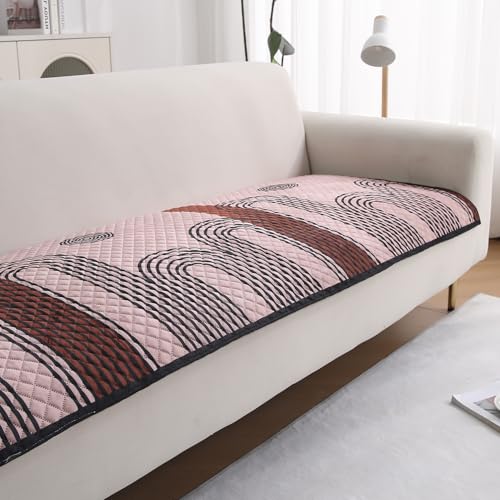 Image of HOKIPO 'LiefNest' Holland Velvet Sofa Cover Mat with Foam Filling for 1 /2 /3 Seater & L-Shape Sofa. Make Your Own Sofa Cover Set, Mat Size: 150(L) cm, Modern Archscape Mauve Blush (IN-823-D10)