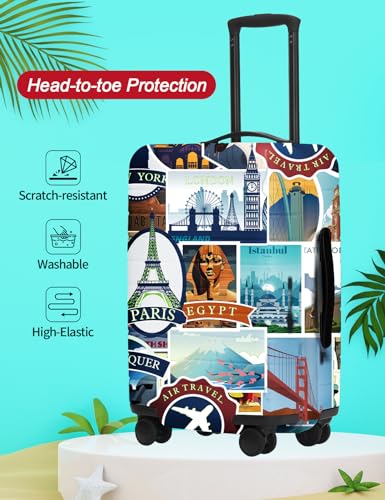 FIRST WAY Luggage Cover Protector - Anti-Scratch Suitcase Cover for Travel - Protects Against Dirt and Wear, Fits 18"-22" Luggage Landmark2