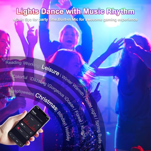 Fosingut Focos Led RGB Exterior,50W Foco Proyector LED Exterior Regulable con Control APP,Sinc Musical,Impermeable IP66 Lámpara RGBCW Foco Interior Inteligente Para Fiesta,Jardin,Navidad,Paisaje Deco - imagen 2