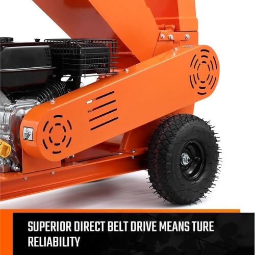 Image of 7 HP Wood Chipper Shredder | Heavy Duty Petrol Operated Garden Mulcher Machine | Tree Branch Cutter | Agricultural Waste Crusher | Farming Equipment | 2-Year Warranty & Customer Support