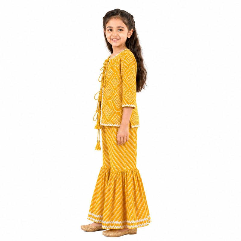 Image of LITTLE GINNIE Girls Kurta Sharara Set | Traditional Ethnic Wear for Kids