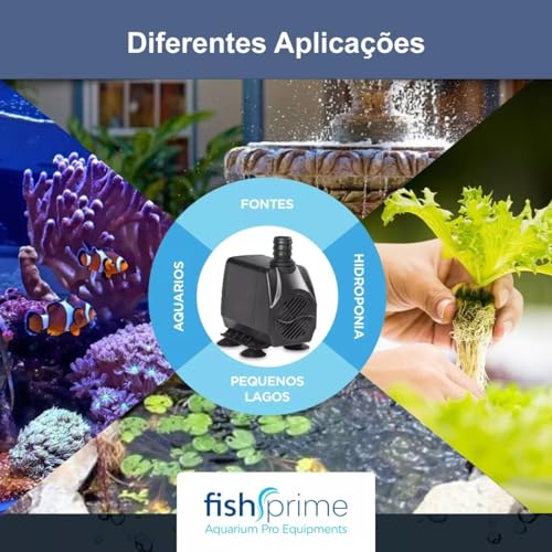 Bomba Submersa Fish Prime 3000 L/h 25W Para Aquários Lagos Fontes Cascatas Aquaponias Hidroponias (1