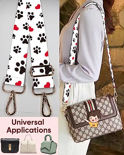 Image of Wide Purse Strap Replacement Crossbody Handbag Shoulder Strap Adjustable Bag Straps Replacement (Cute Dogs Footprints)