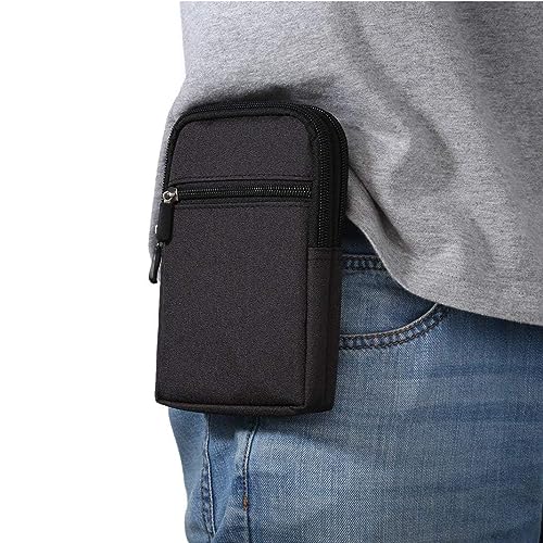 Narunii Etui Ceinture Clip Sacoche Universel,Sac de Téléphone Portable,Pochette Ceinture Homme Multi Poches Portefeuille Zippée Étui pour Universel Smartphone (Noir)