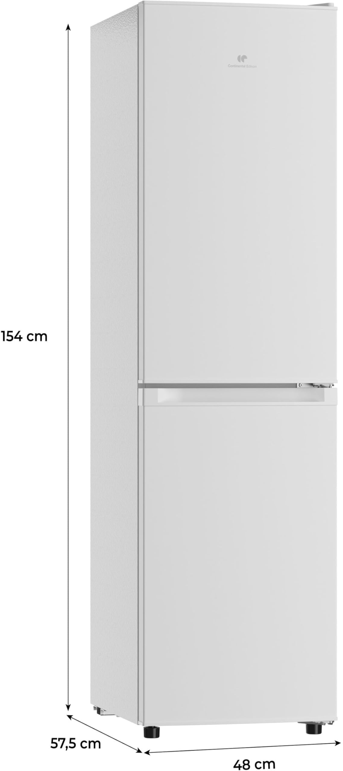 Continental Edison Réfrigérateur congélateur bas CEFC193NFW3 - Classe E - 193 L - L48 x P57,5 x 154cm - Blanc
