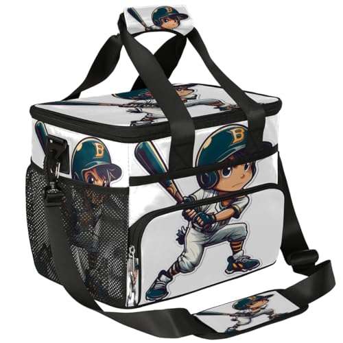 Insulated Picnic Backpack Lunch Box for Women Men Picnic Basket Tote Lunch Bag Picnic Bag Portable Lunch Bags for Picnic, Beach, Work, Trip,Office, Camp Baseball Player