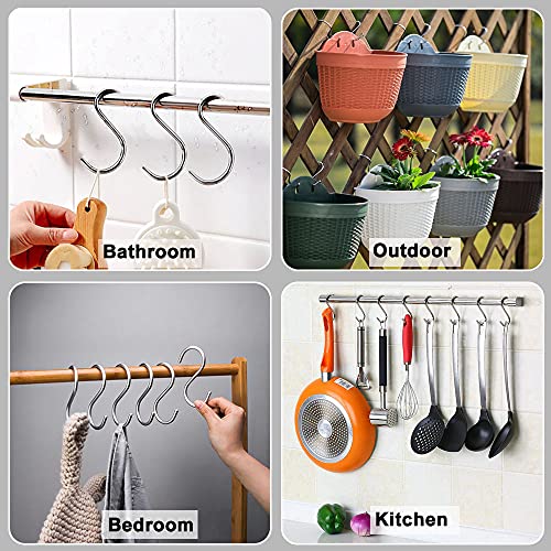 Anzhee 24Pack S Hooks S Shaped Hooks for Hanging Heavy Duty Metal Stainless Steel Hangers S Hook for Hanging Kitchen Utensils Bathroom Bedroom Office - Image 4