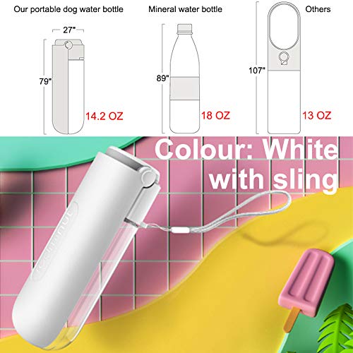 Ancgreen Dog Water Bottle, Dog travel water bottle, Dog Portable Water Bottle for Pets Outdoor Walking/Hiking/Travel, Lengthen Foldable Watering Trough, Large Capacity, BPA Free (White) - Image 4