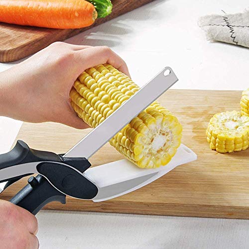 ALOKRUPSWAM Clever Cutter, Food Chopper, Cutting Board Built-in-Use for Quick and Easy Cutting as Food Shears Multipurpose Heavy Duty 2 in 1 Ideal Tool for Kitchen, Restaurant, Picnics