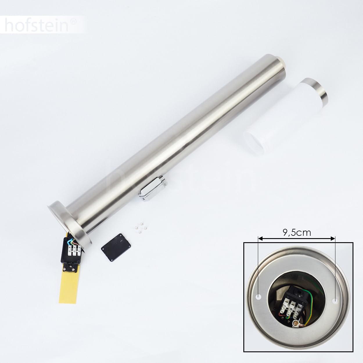 Lampa zewnętrzna Sessa, nowoczesna lampa cokołowa z metalu/tworzywa sztucznego w kolorze niklowo-matowym/białym, gniazdko, lampa ścieżkowa 80 cm, lampa ogrodowa, E27, oświetlenie ogrodowe IP44, bez