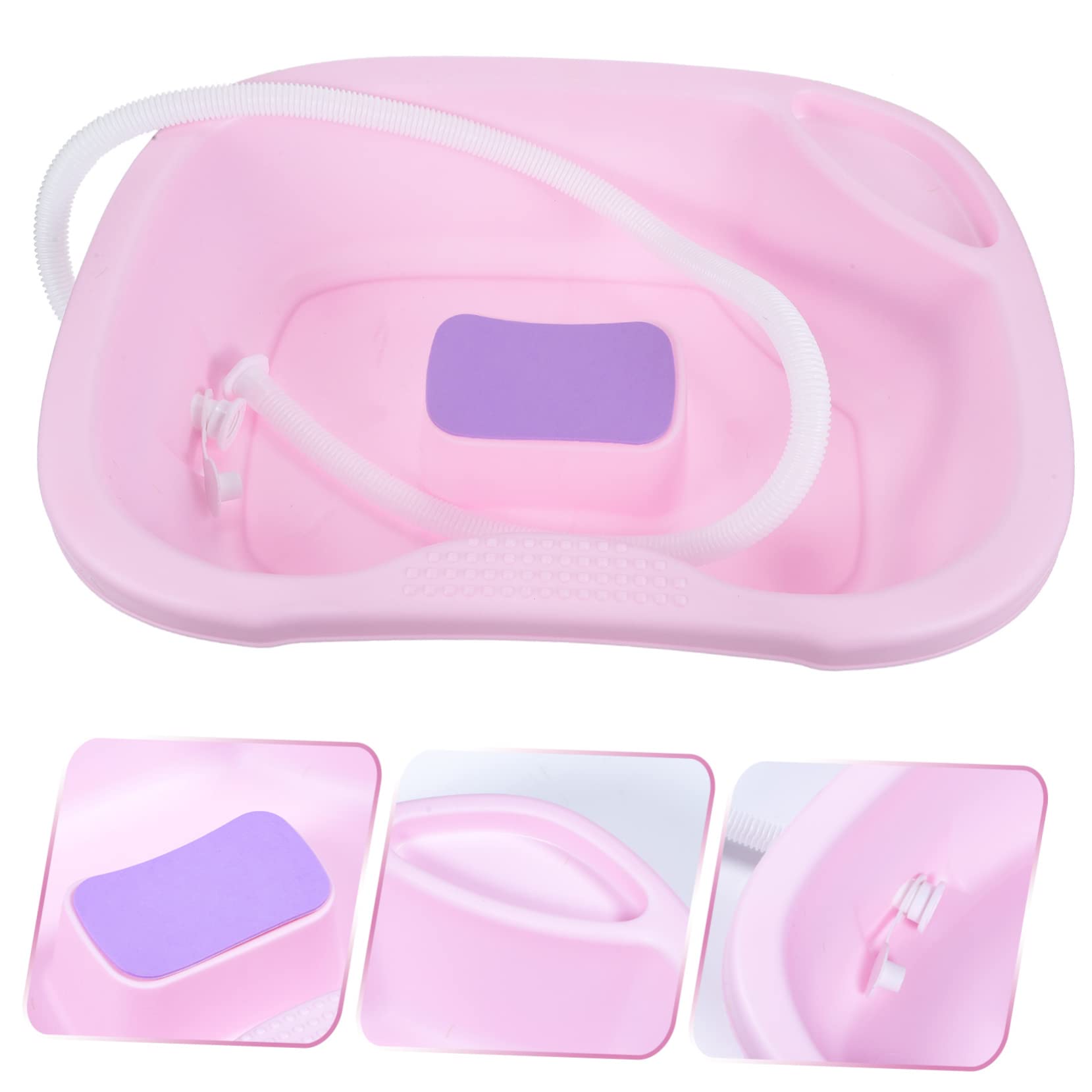 BESTYASH Bacinella Lavatesta Portatile in Pp per Pazienti Allettati e Donne Incinte, Comoda da Usare, Colore Rosa, per Casa e Assistenza a Letto