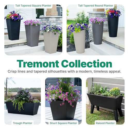 Step2 Tremont Tall Round Tapered Planter 2-Pack, 28 in Resin Planters, Self-Watering, Onyx Black - image 7